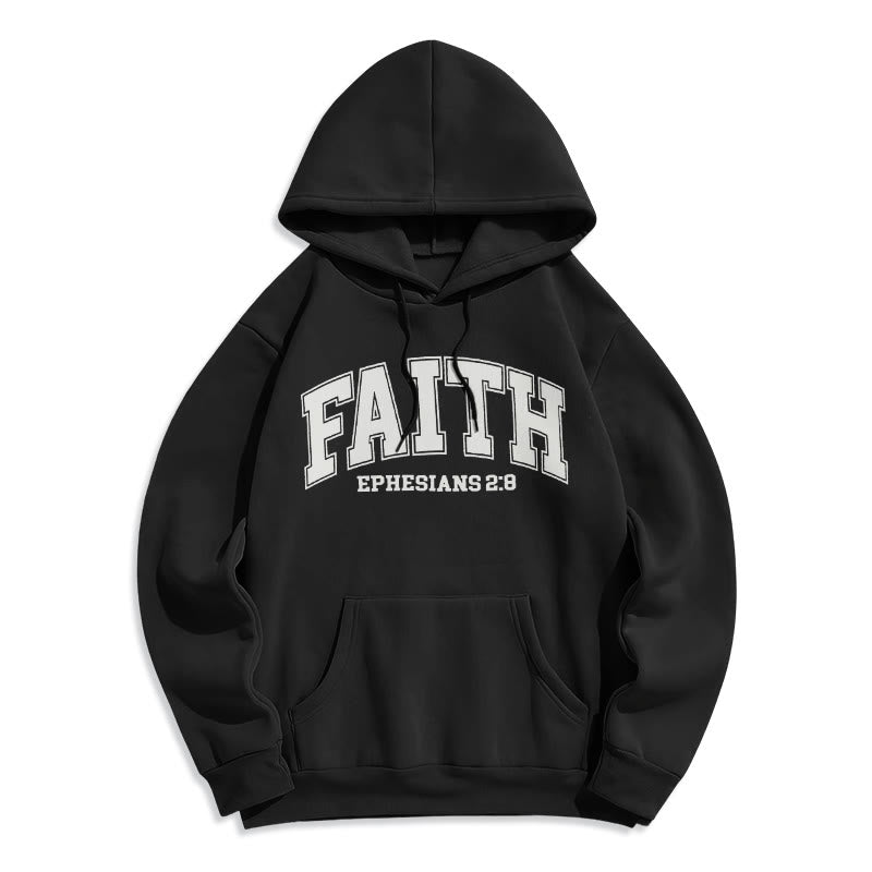 Christianartworkshop Modern Style Faith Ephesians 2 : 8 Fleece Lined Polyester Hoodie - Black - 2XL - image 5
