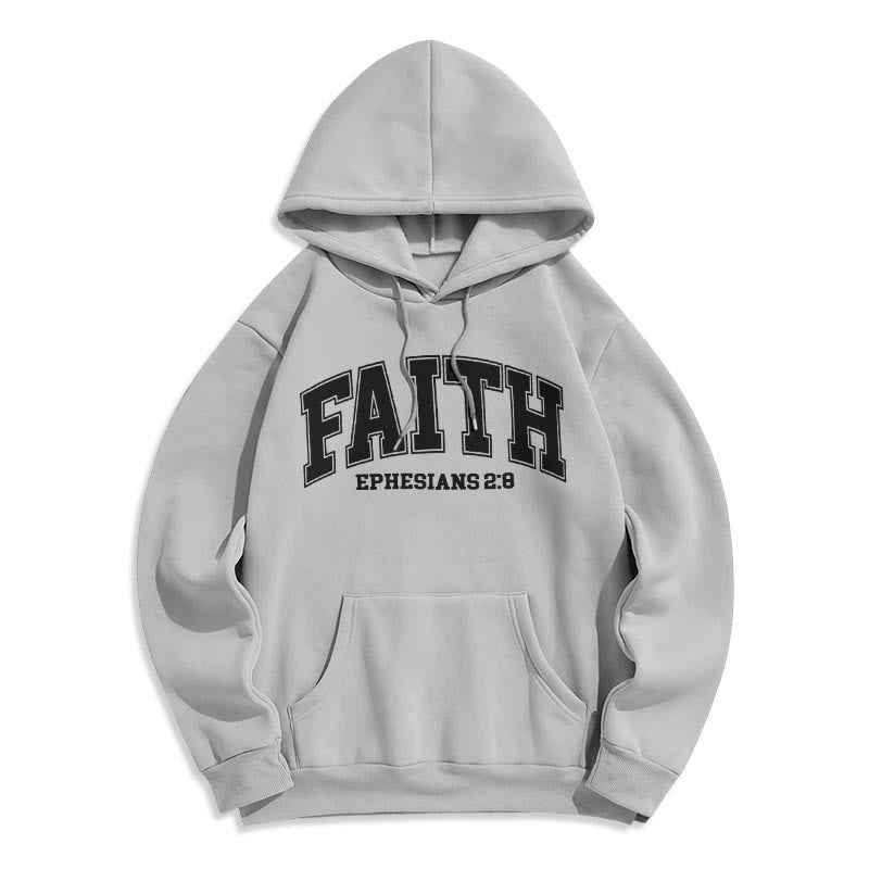 Christianartworkshop Modern Style Faith Ephesians 2 : 8 Fleece Lined Polyester Hoodie - Grey - 2XL - image 35