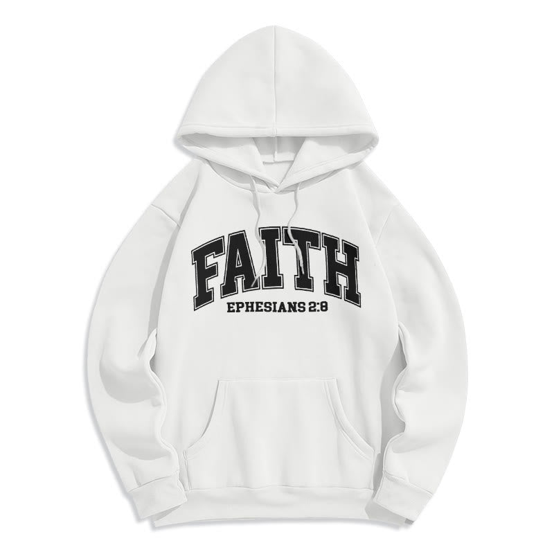 Christianartworkshop Modern Style Faith Ephesians 2 : 8 Fleece Lined Polyester Hoodie - White - 2XL - image 10