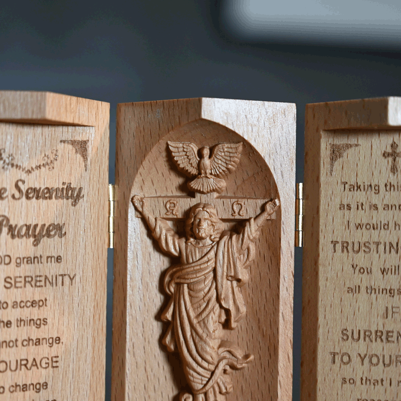Christianartworkshop Classic Style Openable Wooden Cylinder Jesus Figure Desktop Decorations Ornament