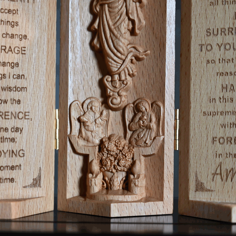Christianartworkshop Classic Style Openable Wooden Cylinder Jesus Figure Desktop Decorations Ornament