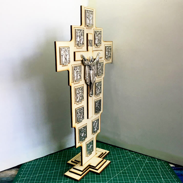 Classic Style Crafted Crucifix Cross Jesus Figure Desktop Decorations Ornament