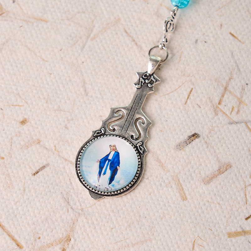 Christianartworkshop Our Lady of Fatima & Assumption of Our Lady of 8mm Round Multicolor Glass Alloy Chain Rosary