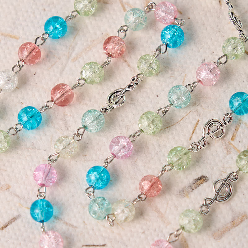 Christianartworkshop Our Lady of Fatima & Assumption of Our Lady of 8mm Round Multicolor Glass Alloy Chain Rosary