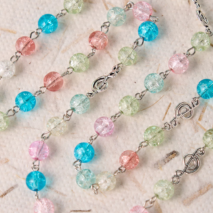 Christianartworkshop Our Lady of Fatima & Assumption of Our Lady of 8mm Round Multicolor Glass Alloy Chain Rosary