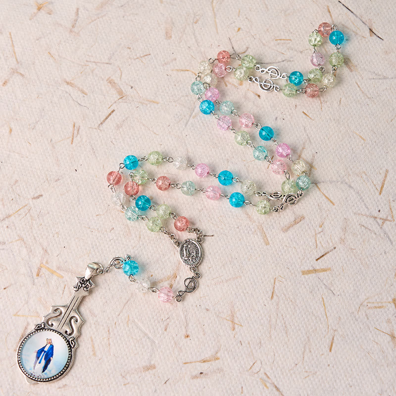 Christianartworkshop Our Lady of Fatima & Assumption of Our Lady of 8mm Round Multicolor Glass Alloy Chain Rosary