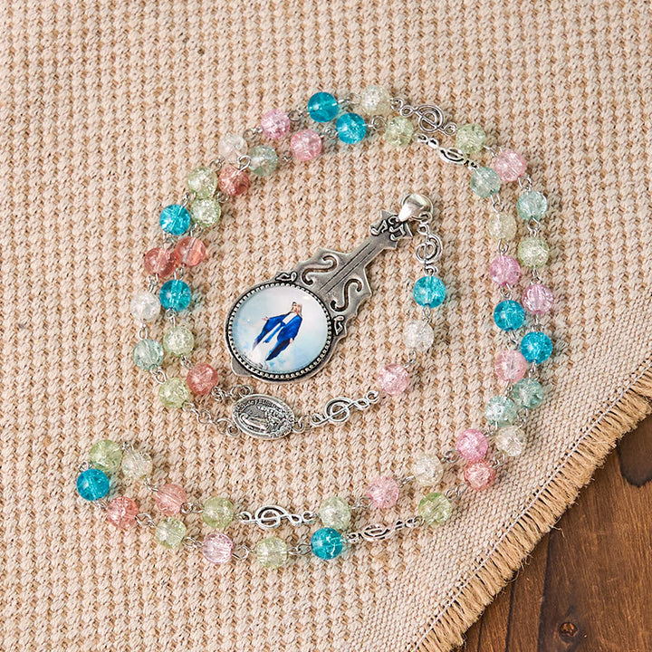 Christianartworkshop Our Lady of Fatima & Assumption of Our Lady of 8mm Round Multicolor Glass Alloy Chain Rosary