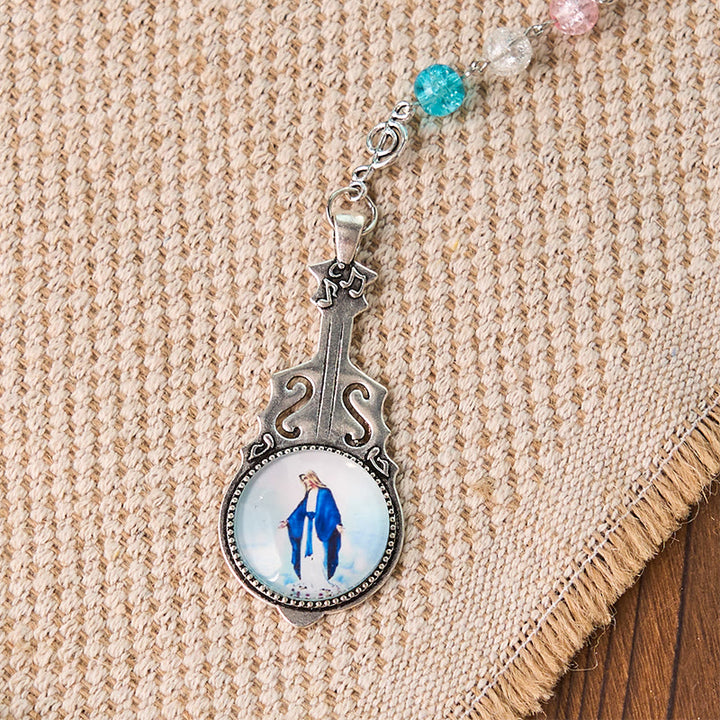 Christianartworkshop Our Lady of Fatima & Assumption of Our Lady of 8mm Round Multicolor Glass Alloy Chain Rosary