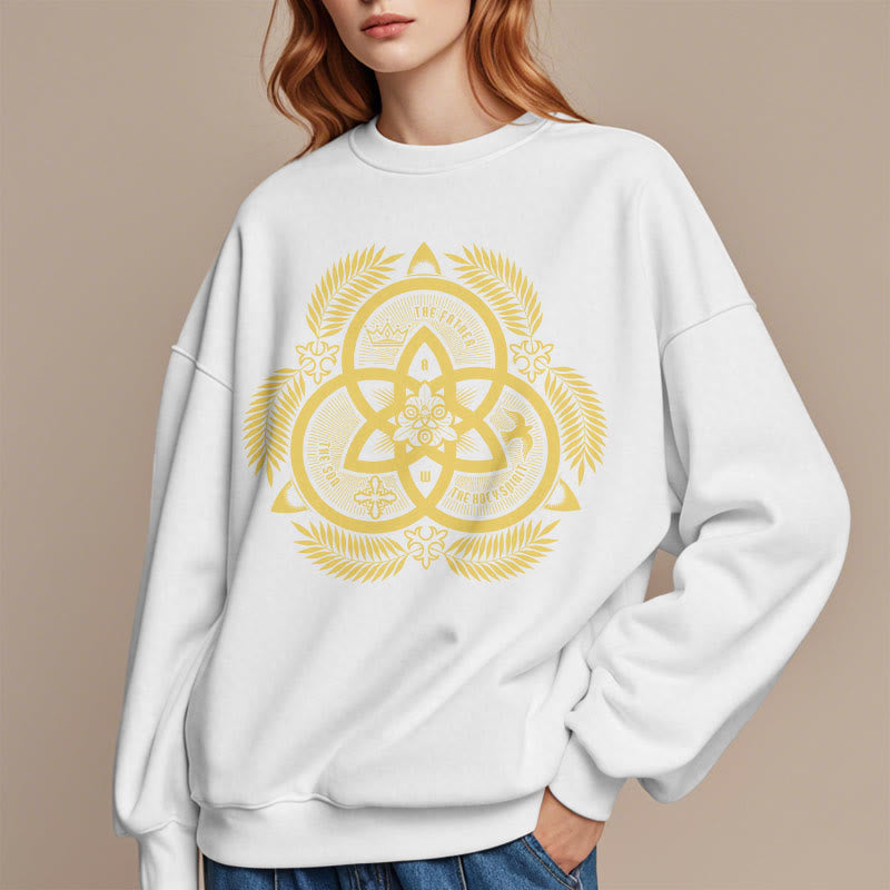 Christianartworkshop Classic Style Divine Unity Gold Sacred Emblem Fleece Lined Polyester Sweatshirt - image 13