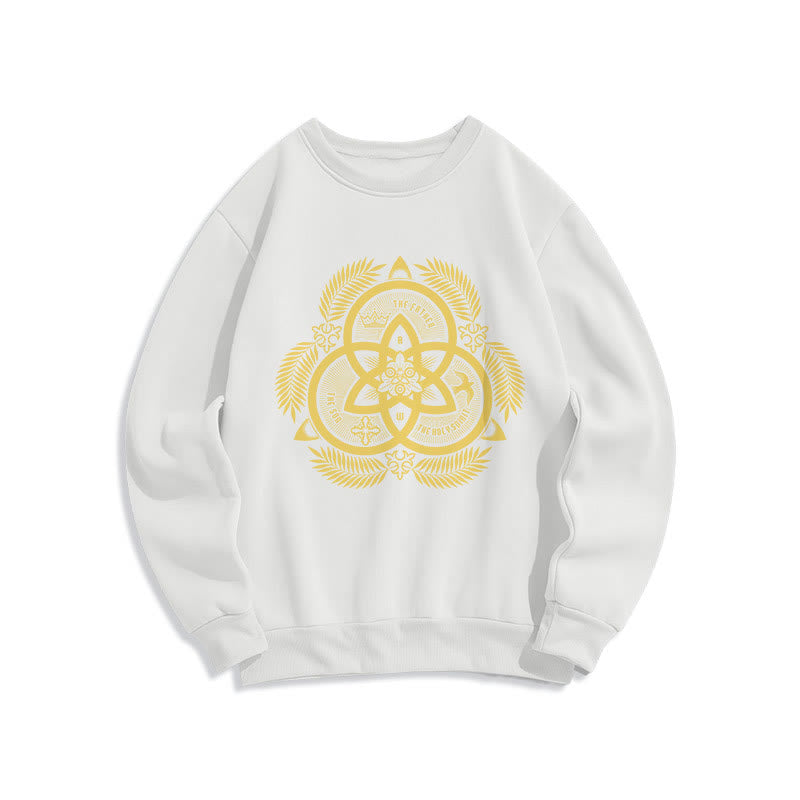 Classic Style Divine Unity Gold Sacred Emblem Fleece Lined Polyester Sweatshirt - White - 2XL - image 10