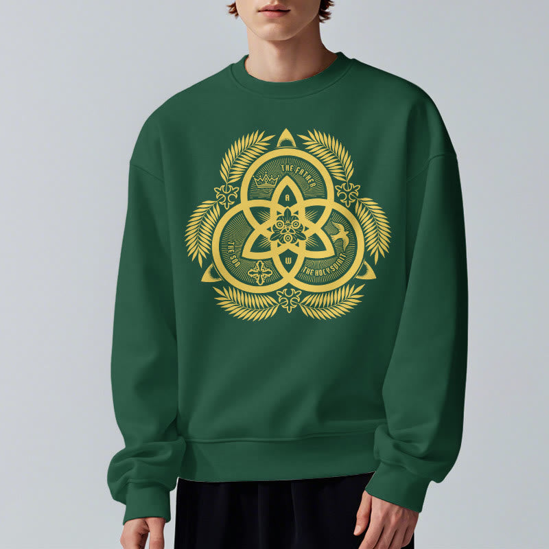 Classic Style Divine Unity Gold Sacred Emblem Fleece Lined Polyester Sweatshirt - image 1