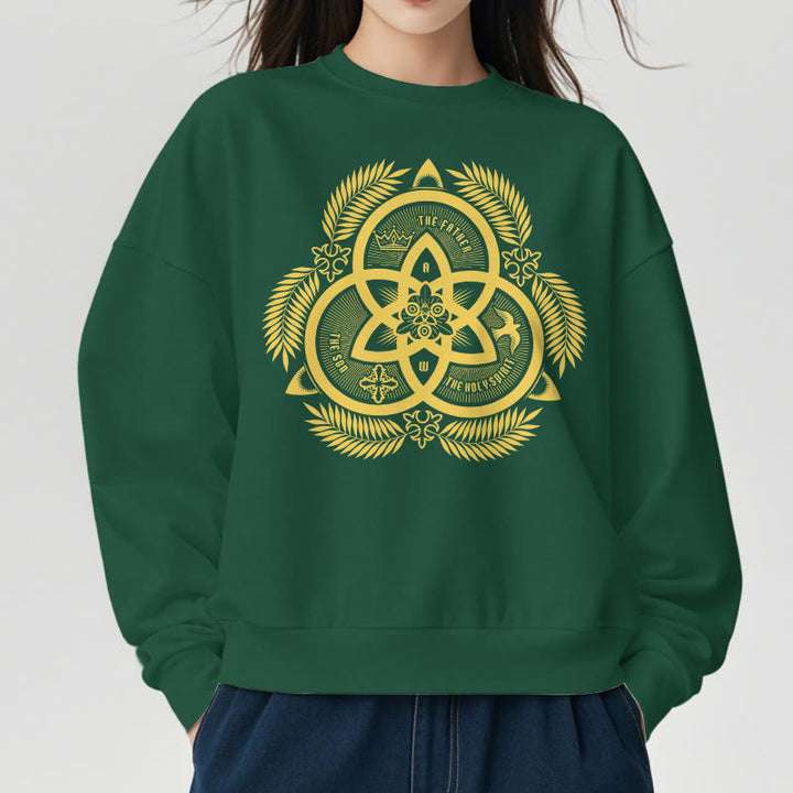 Classic Style Divine Unity Gold Sacred Emblem Fleece Lined Polyester Sweatshirt - image 2