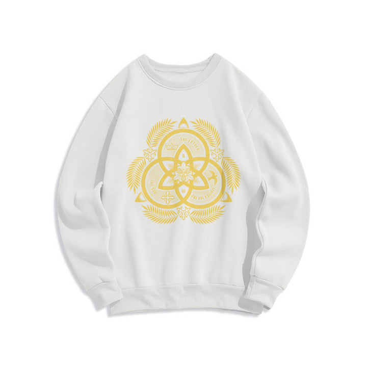 Classic Style Divine Unity Gold Sacred Emblem Fleece Lined Polyester Sweatshirt - White - 2XL - image 10