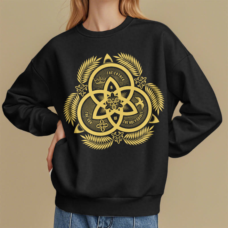 Christianartworkshop Classic Style Divine Unity Gold Sacred Emblem Fleece Lined Polyester Sweatshirt - image 8
