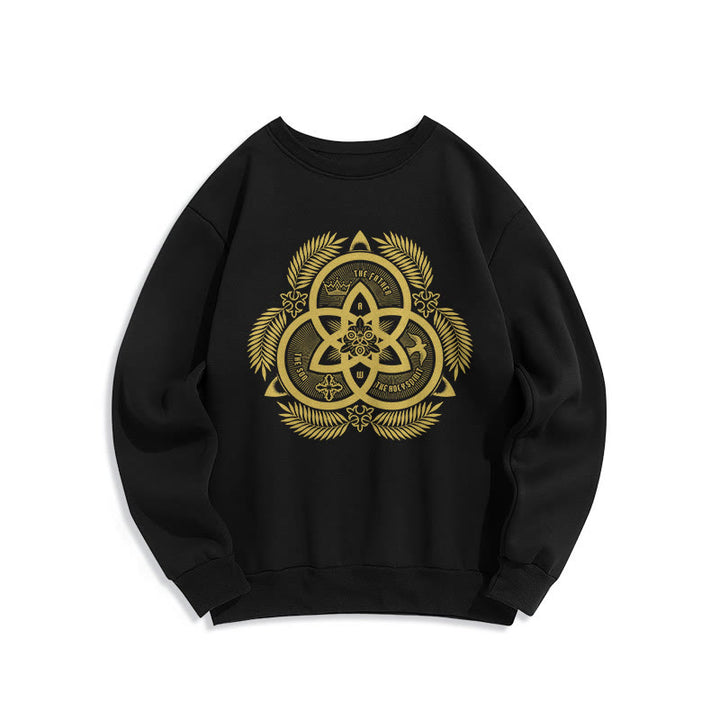 Classic Style Divine Unity Gold Sacred Emblem Fleece Lined Polyester Sweatshirt - Black - 2XL - image 5