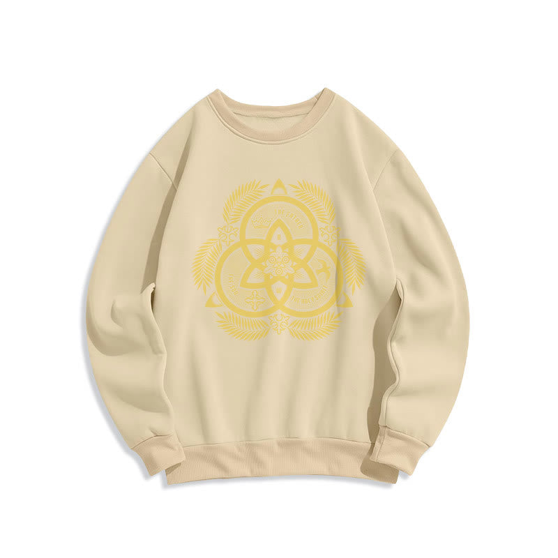 Classic Style Divine Unity Gold Sacred Emblem Fleece Lined Polyester Sweatshirt - Beige - 2XL - image 15