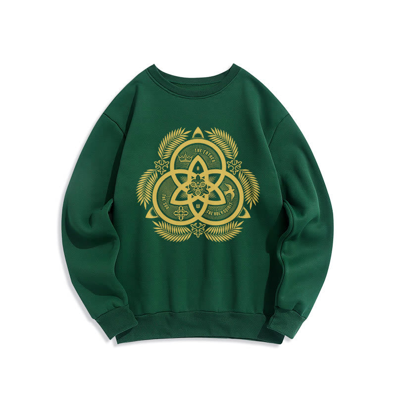Classic Style Divine Unity Gold Sacred Emblem Fleece Lined Polyester Sweatshirt - Green - 2XL - image 0