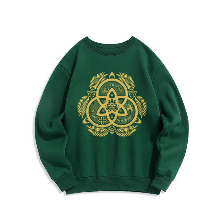Classic Style Divine Unity Gold Sacred Emblem Fleece Lined Polyester Sweatshirt - Green - 2XL - image 0
