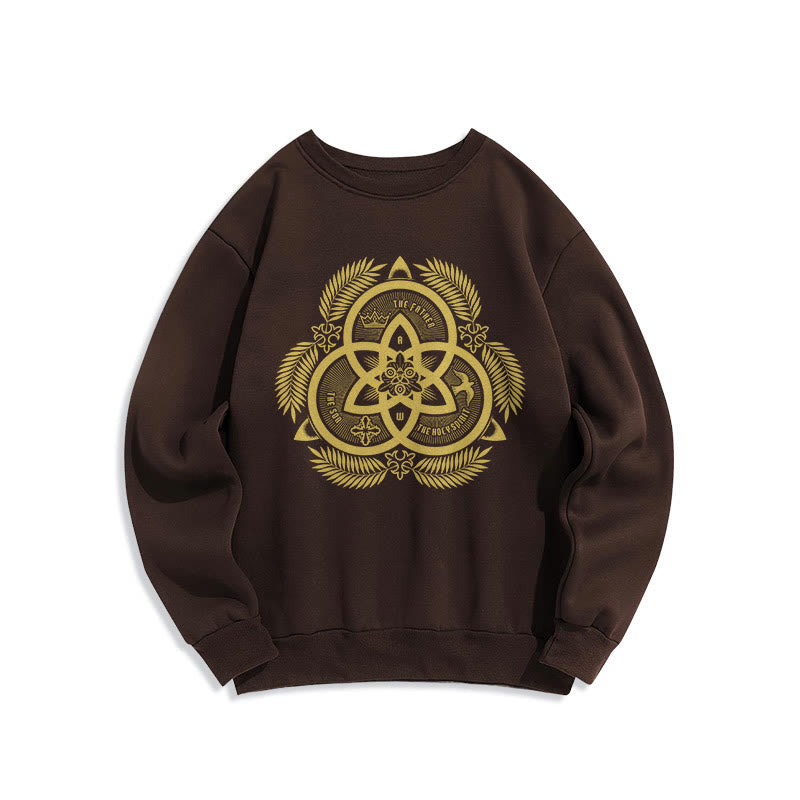 Classic Style Divine Unity Gold Sacred Emblem Fleece Lined Polyester Sweatshirt - Brown - 2XL - image 20
