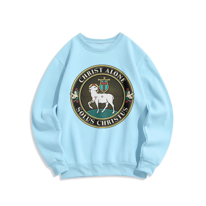Modern Style Christ Alone Lamb of God Fleece Lined Polyester Sweatshirt - Blue - 2XL - image 25