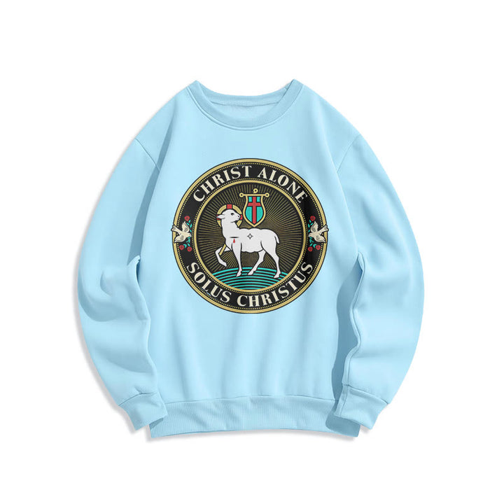 Modern Style Christ Alone Lamb of God Fleece Lined Polyester Sweatshirt - Blue - 2XL - image 25