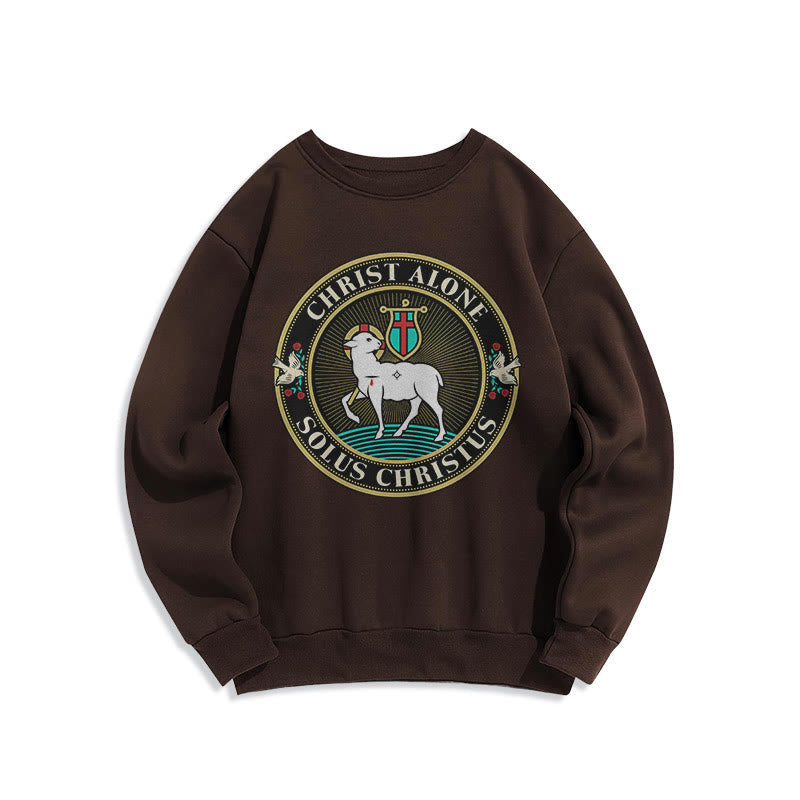 Modern Style Christ Alone Lamb of God Fleece Lined Polyester Sweatshirt - Brown - 2XL - image 15