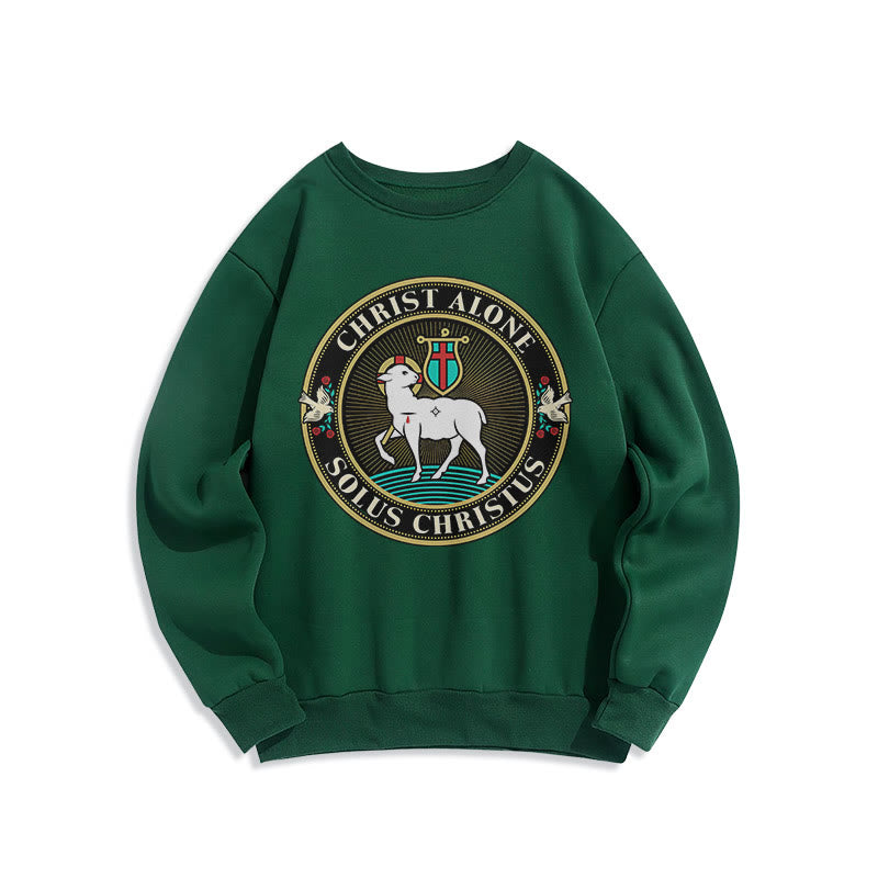 Modern Style Christ Alone Lamb of God Fleece Lined Polyester Sweatshirt - Green - 2XL - image 20