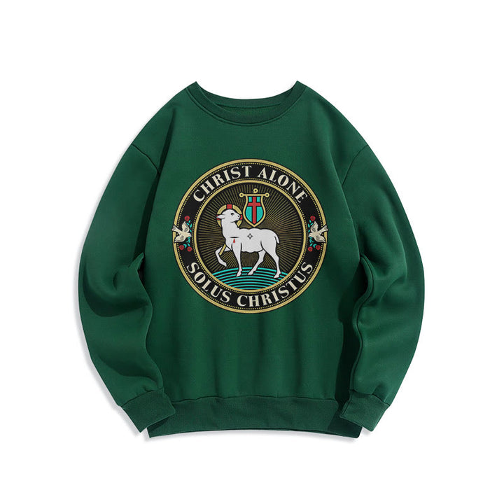 Modern Style Christ Alone Lamb of God Fleece Lined Polyester Sweatshirt - Green - 2XL - image 20