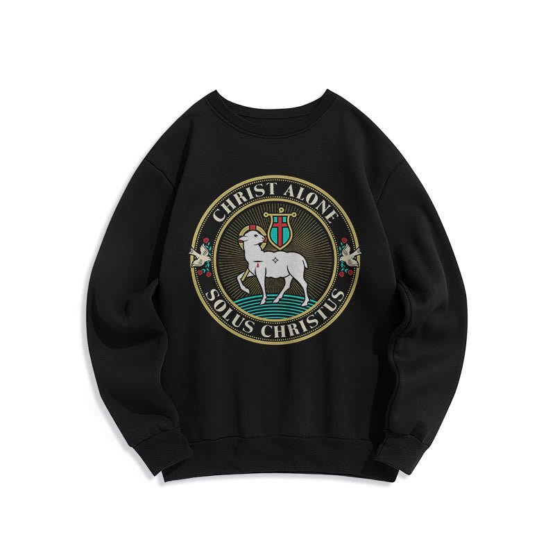 Modern Style Christ Alone Lamb of God Fleece Lined Polyester Sweatshirt