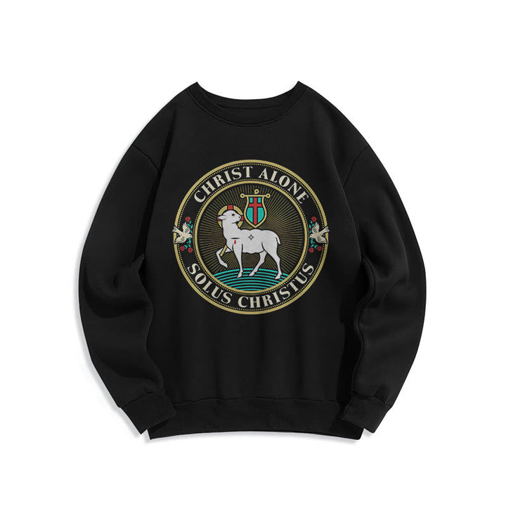 Modern Style Christ Alone Lamb of God Fleece Lined Polyester Sweatshirt