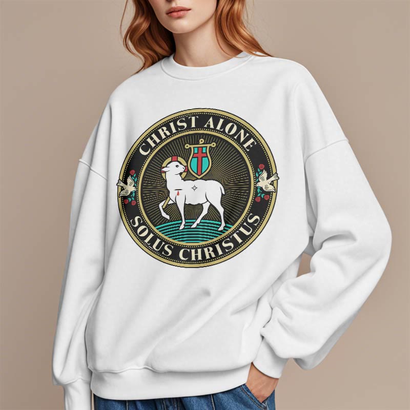 Modern Style Christ Alone Lamb of God Fleece Lined Polyester Sweatshirt - image 1