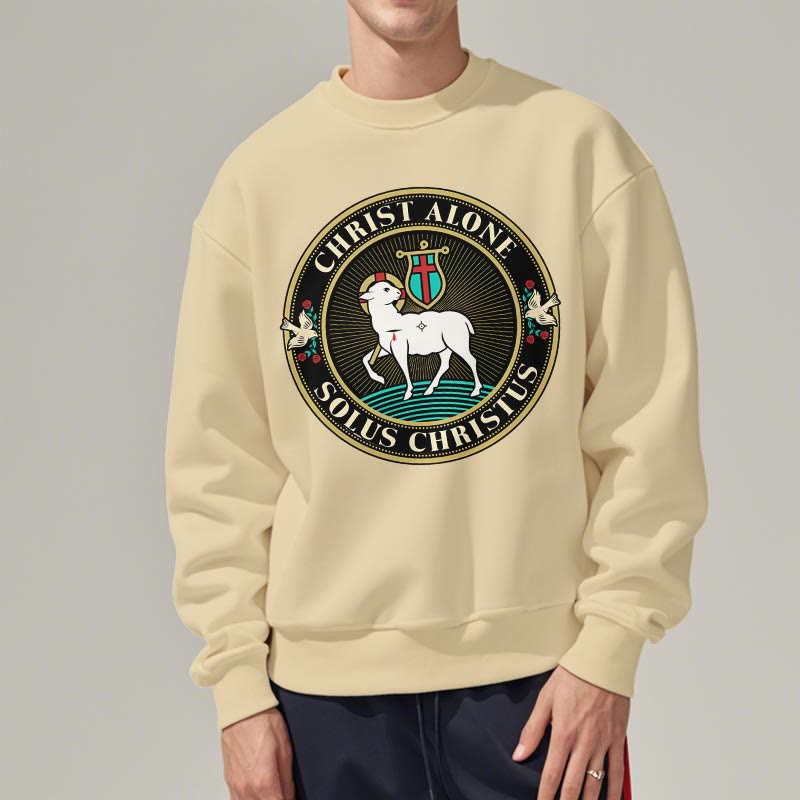 Modern Style Christ Alone Lamb of God Fleece Lined Polyester Sweatshirt