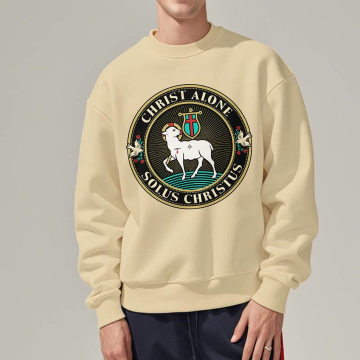 Modern Style Christ Alone Lamb of God Fleece Lined Polyester Sweatshirt