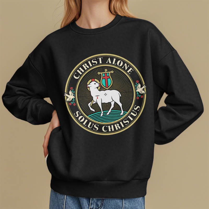 Christianartworkshop Modern Style Christ Alone Lamb of God Fleece Lined Polyester Sweatshirt - image 7