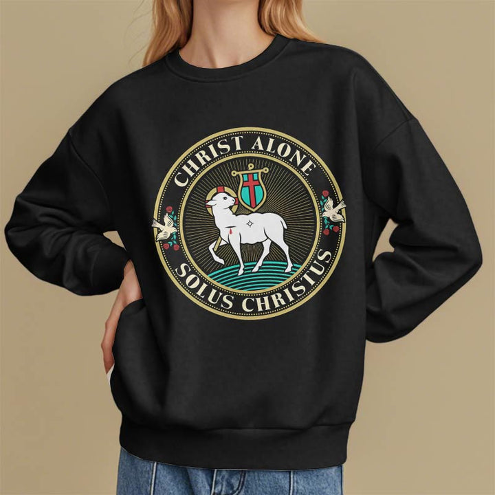 Modern Style Christ Alone Lamb of God Fleece Lined Polyester Sweatshirt - image 7
