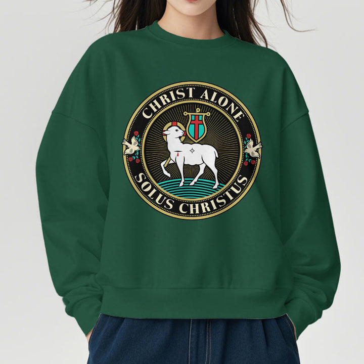 Modern Style Christ Alone Lamb of God Fleece Lined Polyester Sweatshirt