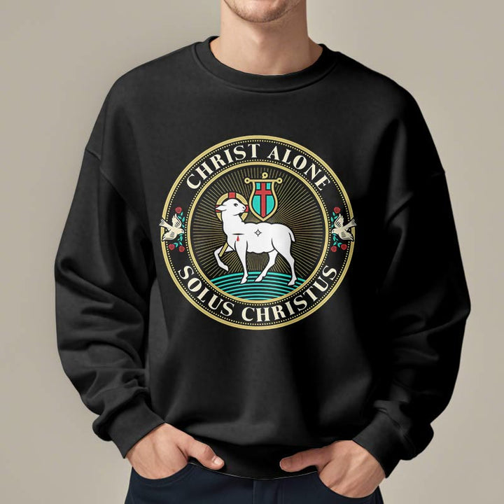 Modern Style Christ Alone Lamb of God Fleece Lined Polyester Sweatshirt