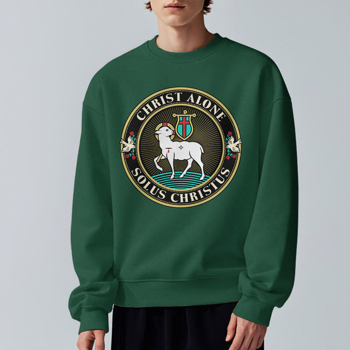 Modern Style Christ Alone Lamb of God Fleece Lined Polyester Sweatshirt