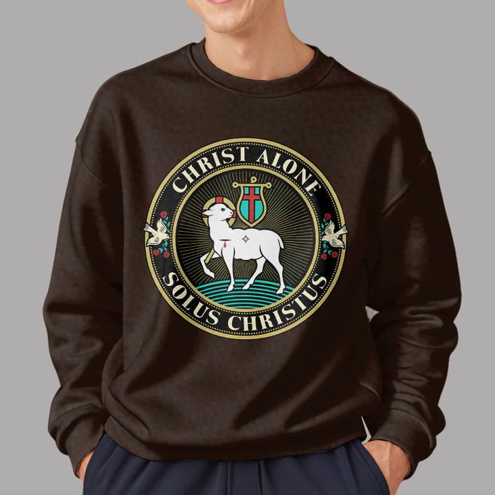 Modern Style Christ Alone Lamb of God Fleece Lined Polyester Sweatshirt