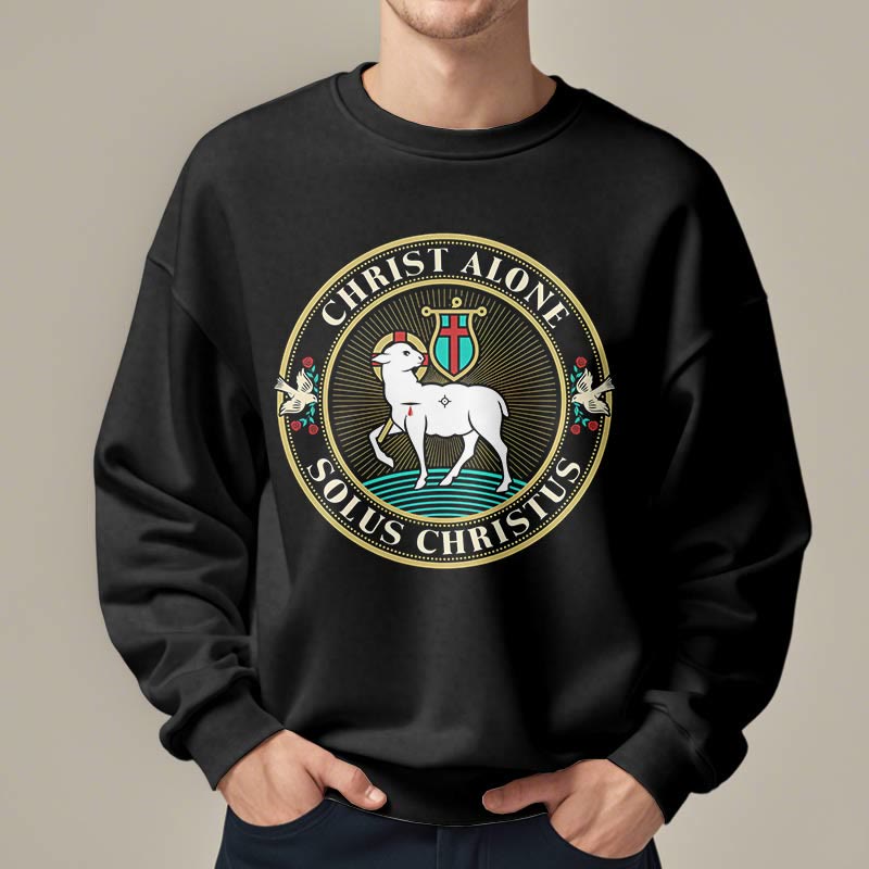 Modern Style Christ Alone Lamb of God Fleece Lined Polyester Sweatshirt - image 8