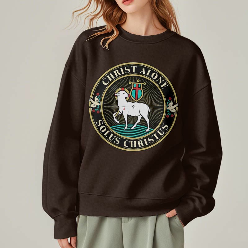 Modern Style Christ Alone Lamb of God Fleece Lined Polyester Sweatshirt - image 17