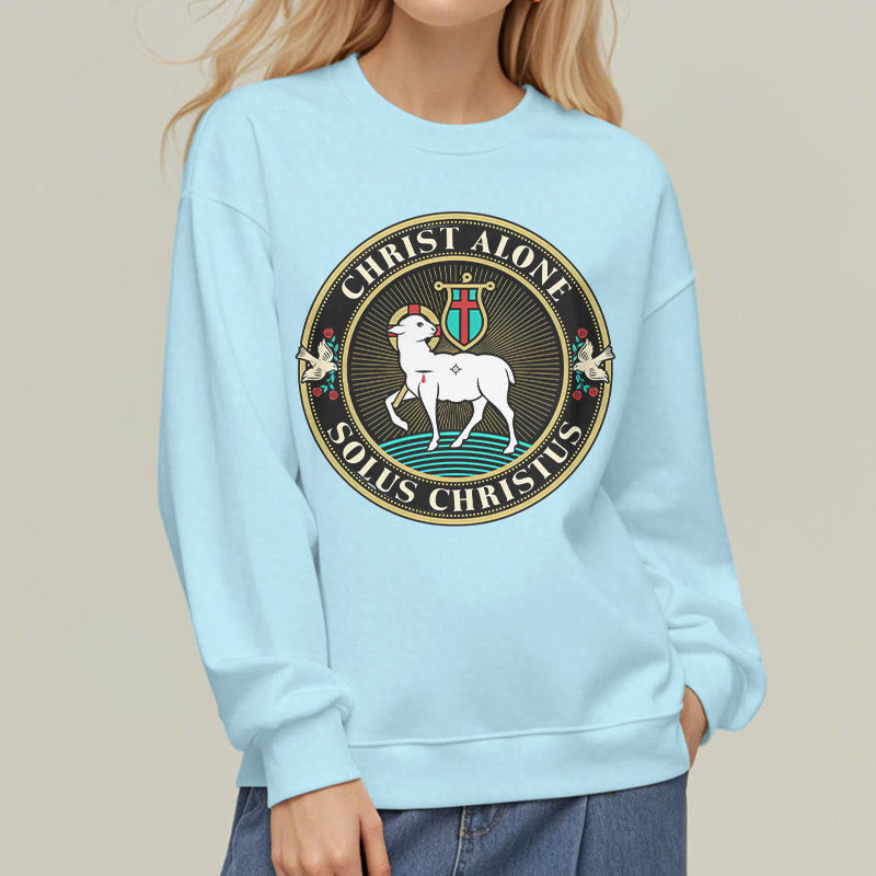 Modern Style Christ Alone Lamb of God Fleece Lined Polyester Sweatshirt