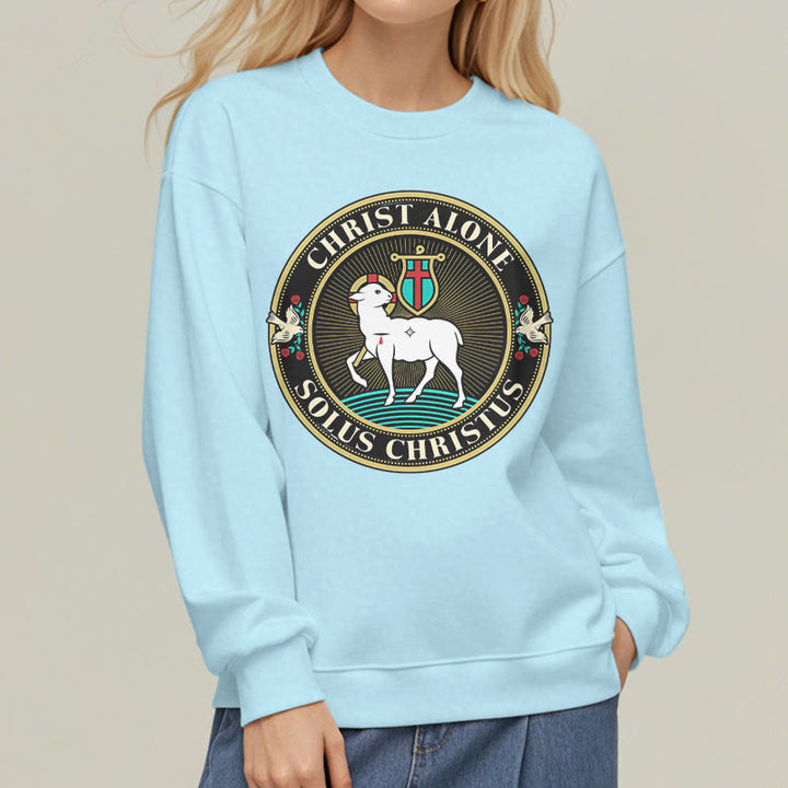 Modern Style Christ Alone Lamb of God Fleece Lined Polyester Sweatshirt