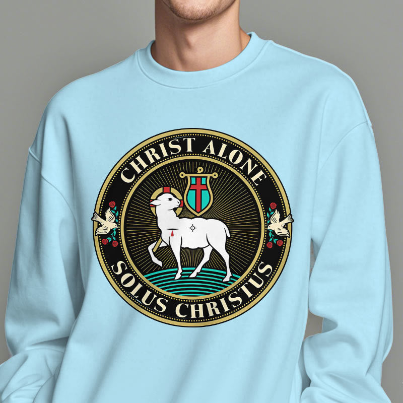 Modern Style Christ Alone Lamb of God Fleece Lined Polyester Sweatshirt