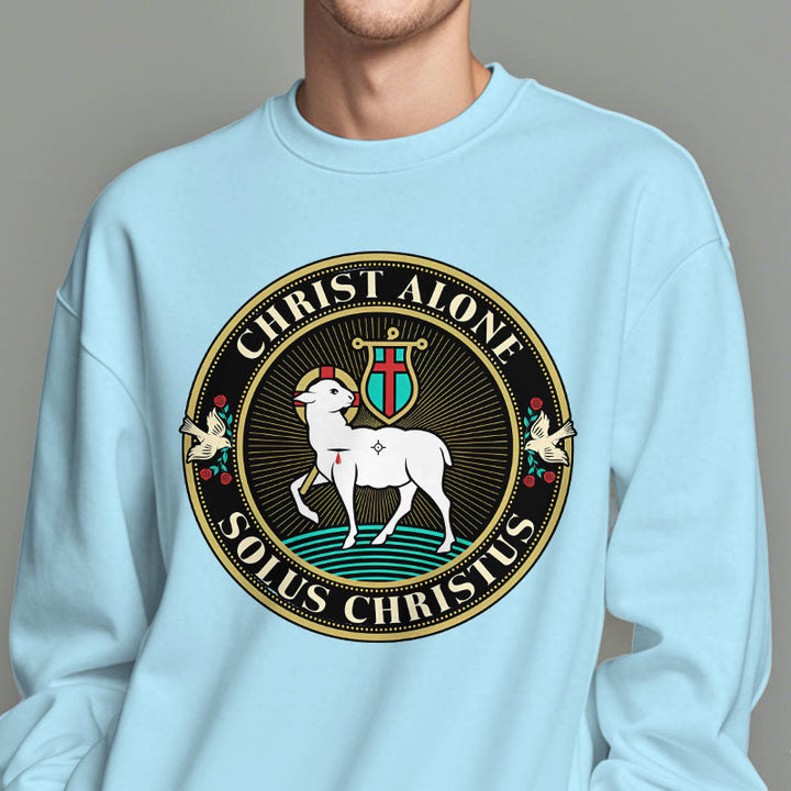 Modern Style Christ Alone Lamb of God Fleece Lined Polyester Sweatshirt