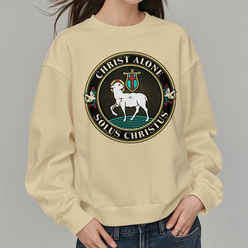 Modern Style Christ Alone Lamb of God Fleece Lined Polyester Sweatshirt