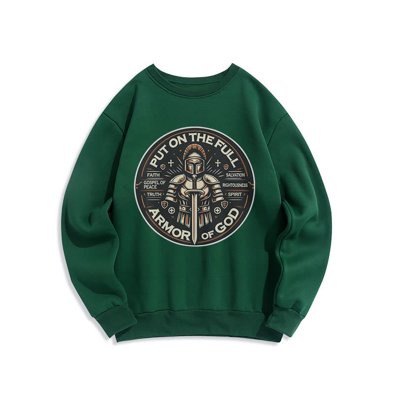 Modern Style Put On The Full Armor of God Fleece Lined Polyester Sweatshirt - Green - 2XL - image 20