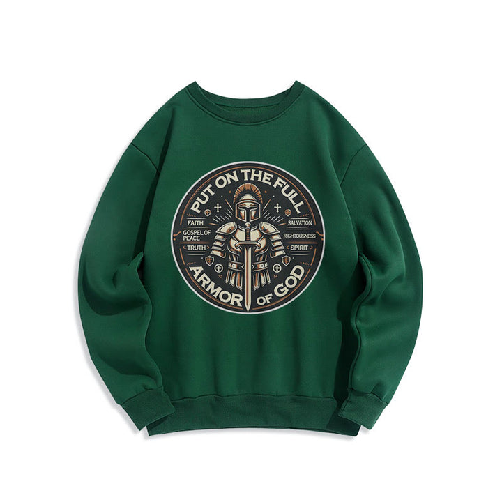 Modern Style Put On The Full Armor of God Fleece Lined Polyester Sweatshirt - Green - 2XL - image 20