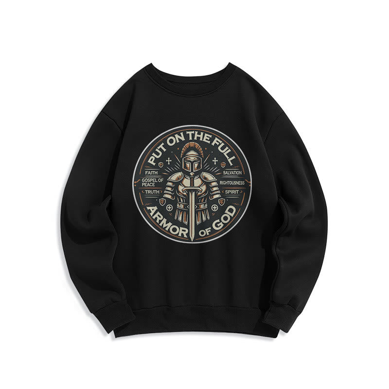 Modern Style Put On The Full Armor of God Fleece Lined Polyester Sweatshirt - Black - 2XL - image 5