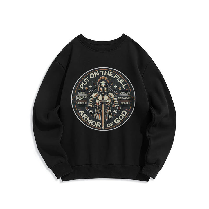Modern Style Put On The Full Armor of God Fleece Lined Polyester Sweatshirt - Black - 2XL - image 5